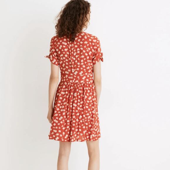 MADEWELL Button-Front Tie-Sleeve Retro Dress in Happy Hibiscus Sz 8 {K28} - Picture 2 of 7